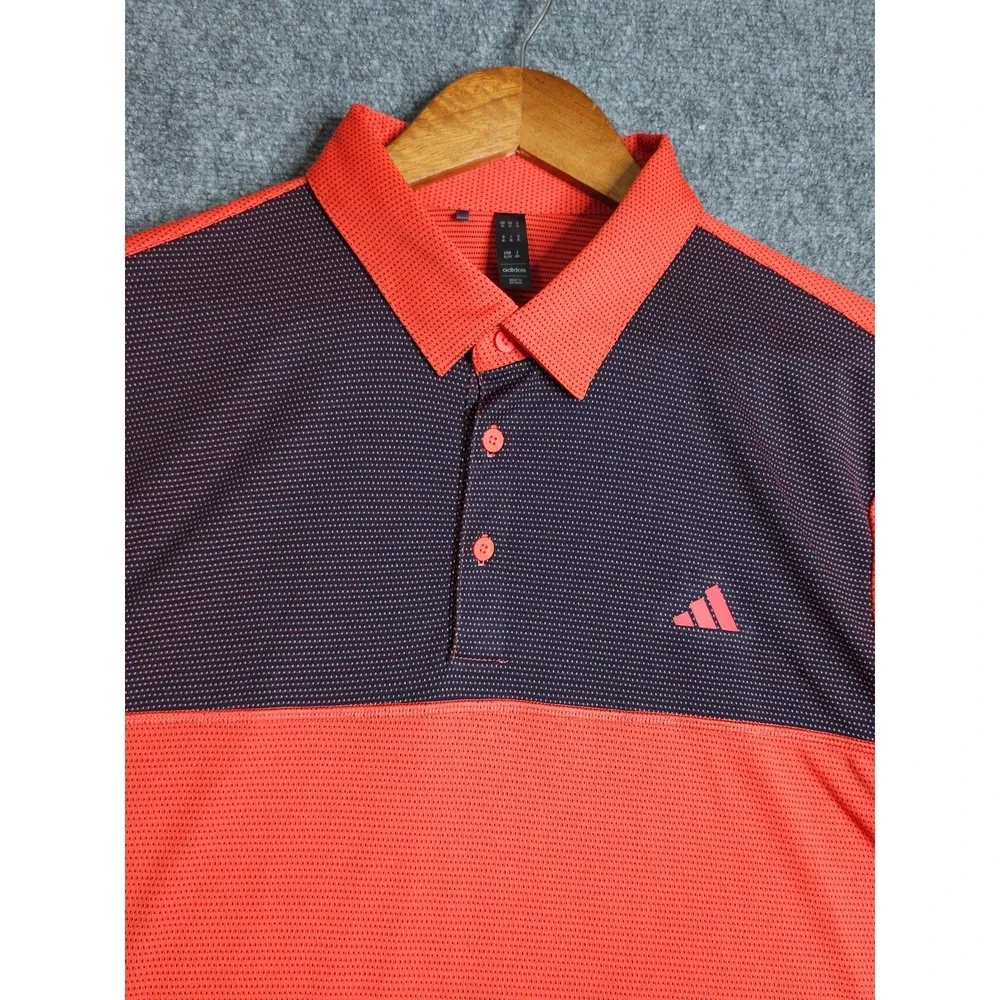Adidas Core Colorblock Polo Shirt Mens XL Bright Red Golf Short Sleeve Sports